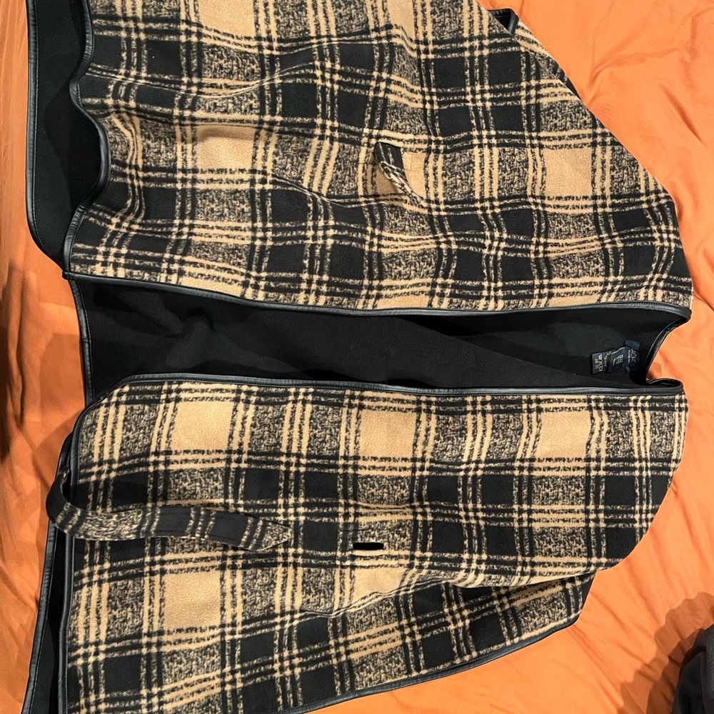 RACHEL Rachel Roy Plaid Poncho - Black and Tan